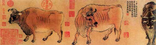《五牛图》为其传世名画.