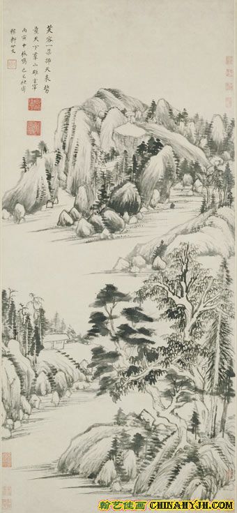 《赠稼轩山水图》轴,明,董其昌绘